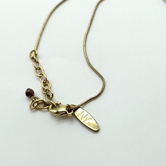 NY Signed Brushed Gold Circle Choker Necklace Contemporary - Picture 4 of 10